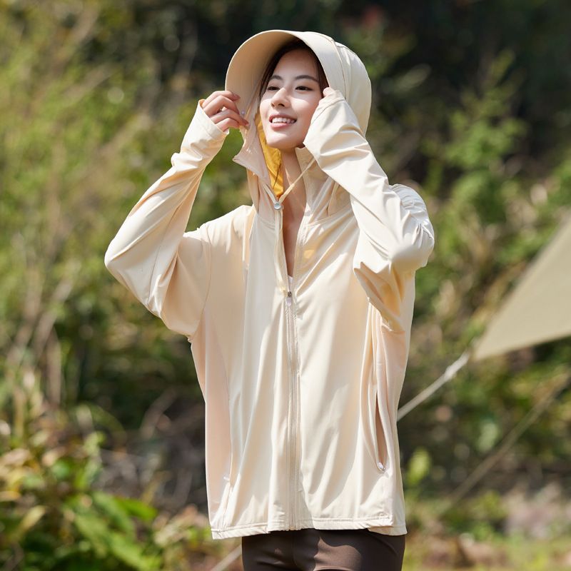 UPF 50+ Ice Silk Sun Hoodie – Women's Lightweight UV Protection Jacket (S-4XL) – Breathable Loose-Fit Cover-Up For Hiking & Travel_viptrois.com