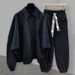 Men's Clothing Autumn and Winter Loose Casual Open Stitching Sweater Suit Men's Korean Version Youth Bat Sleeve Lapel a Complete Set Of Wear_viptrois.com