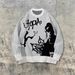 Y2K Streetwear Graphic Knit Sweater - Oversized Colorblock Pullover For Men & Women, Retro 2000s Hip Hop Inspired Casual Jumper With Bold Print_viptrois.com