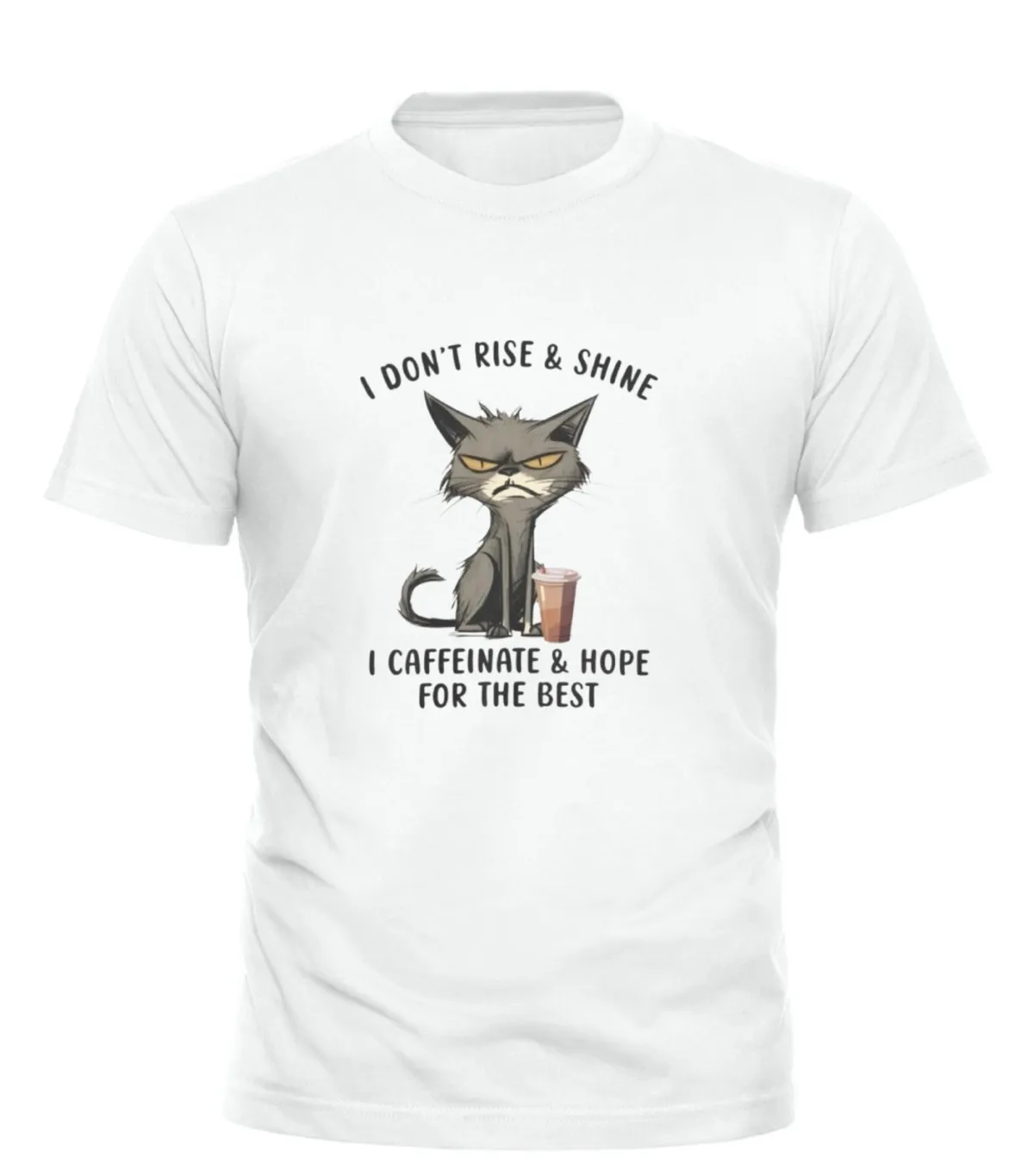 I Don’t Rise And Shine I Caffeinate Funny Grumpy Cat Coffee Shirt S-4XL Unisex_viptrois.com