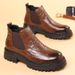 European Warm Series Autumn And Winter Mid-Top Short British Style Men's Velvet Warm Low-Top Martin Boots_viptrois.com