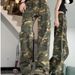 Loom European American High Street Ink Splash Camouflage Flared Pants For Men With Multiple Pockets, Retro Hip-Hop Casual_viptrois.com