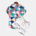 Men's Casual Loose Short Sleeved Shirt Shorts Hawaiian Suit Summer Hot Selling 3D Printing_viptrois.com