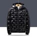 Men's Solid Hooded Down Coat Glossy Fabric Winter Coat Zip-up Puffer Jacket Long Sleeve Elastic Cuff Warmer Coat Men Clothes_viptrois.com