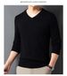 Pure Hengyuanxiang Wool Sweater Men, Spring Autumn V-Neck Sweater, High Elastic Breathable Top For Middle-Aged And Young_viptrois.com