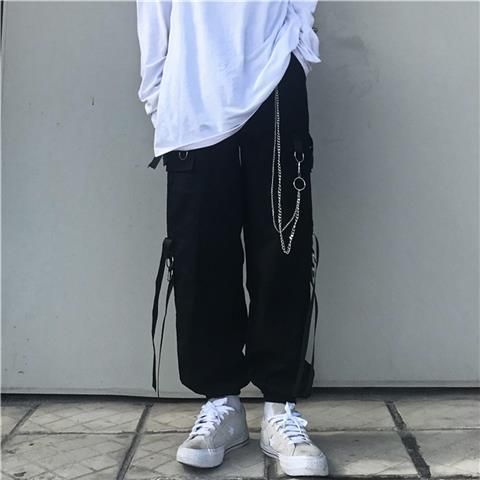 Men's Clothing Dark functional workwear men's summer loose shirt hip hop short sleeved shirt set with vest suit_viptrois.com