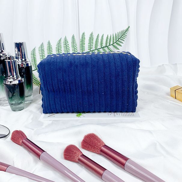 Makeup Tools & Accessories New Corduroy Cosmetic Bag Female Portable Large Capacity Fashion Stripes Soft Skin Friendly Cosmetic Wash Bag_viptrois.com