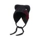 Women's Hats Autumn And Winter New Cute Button Bear Ear Knitted Hat Women's Plush Black Wool Hat Warm Ear Protection Hat_viptrois.com
