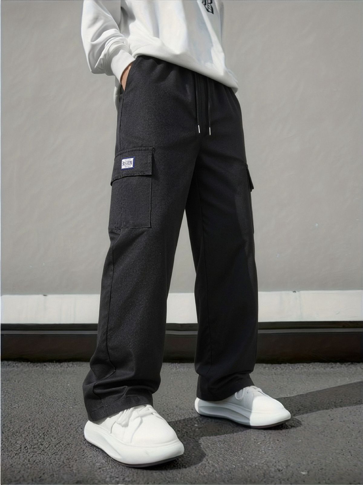 Men's Casual Cargo Pants New Exclusive Edition Sports Style Multi Pocket Long Gray_viptrois.com