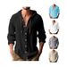 Pure Cross-Border 2024 New Spring Summer Hooded T-Shirt Solid Color Cotton Linen Men's Casual Long Sleeve Top_viptrois.com