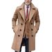 Men's Clothing European Size Foreign Trade Men's Slim Jacket Double Breasted Extra Long Slit Trench Coat Men's Woolen Coat Korean Style Slim_viptrois.com