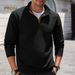 Men's Checkered Stand Collar Button-Up Sweatshirt Long Sleeve Casual Pullover Wrinkle-Free Polyester Slim Fit_viptrois.com