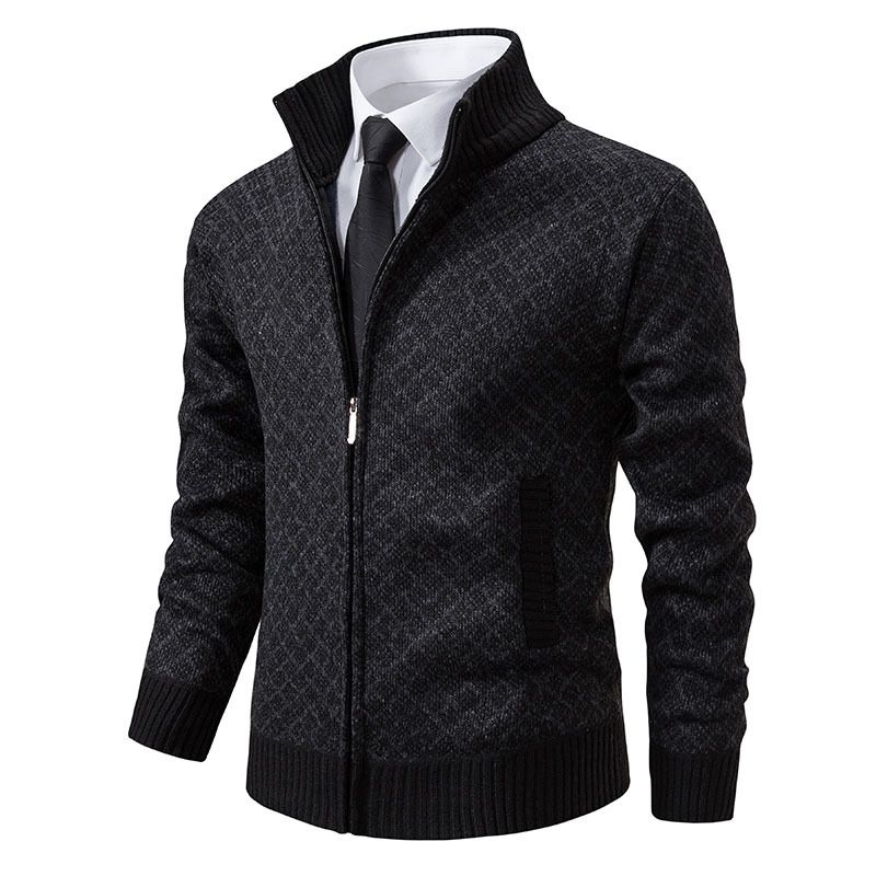 Men's Fleece-Lined Zip-Up Sweater Jacket – Warm & Stylish Winter Knitwear For Casual & Urban Looks (Sizes M-3XL)_viptrois.com