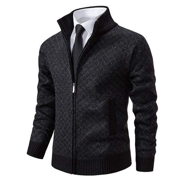 Men's Fleece-Lined Zip-Up Sweater Jacket – Warm & Stylish Winter Knitwear For Casual & Urban Looks (Sizes M-3XL)_viptrois.com