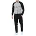 Men's Clothing Fashion Color-Block Stand Collar Jacket Pants Set Casual Sportswear(Caramel, Grey, Khaki, White) | Lightweight Polyester | S-XXXL_viptrois.com