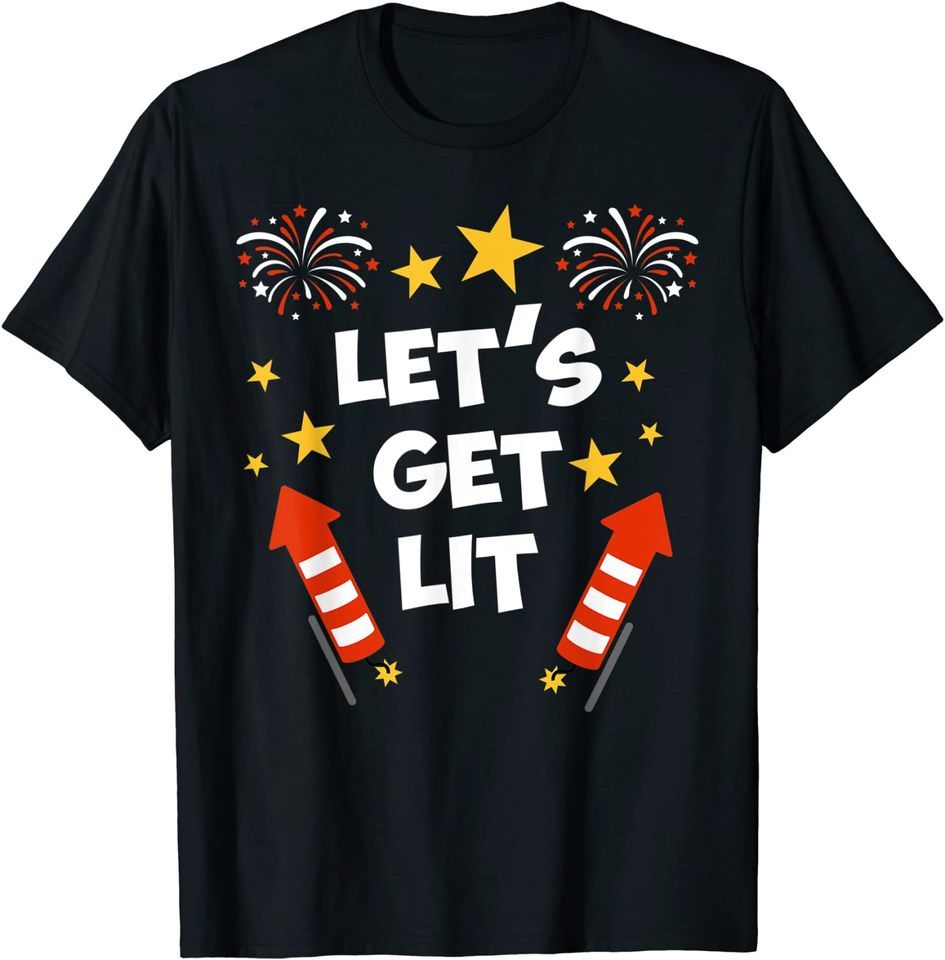 Let's Get Lit Fireworks T-Shirt Mens Womens Tees Top Funny Patriotic Fireworks T-Shirt Mens Womens Tees Top Classic T-Shirt Mens Womens Tees Top_viptrois.com