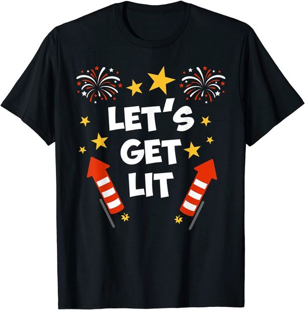 Let's Get Lit Fireworks T-Shirt Mens Womens Tees Top Funny Patriotic Fireworks T-Shirt Mens Womens Tees Top Classic T-Shirt Mens Womens Tees Top_viptrois.com