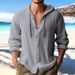 Men's Clothing Men's Solid Color Hooded Shirt Spring Summer Casual Long Sleeve Cotton Linen Top Fashion For Formal & Casual_viptrois.com