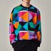 Creative Irregular Square Colorful 3D Digital Print Men's Spring And Autumn Versatile Long Sleeve Loose Crew Neck_viptrois.com