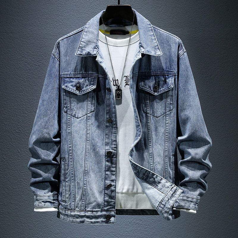 Men's Clothing Denim Jacket Men's Early Spring Slim Workwear Jacket Embroidered Denim Print Tops Trendy Brand_viptrois.com