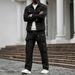 Men's Casual Fashion Jacket & Pants Set - Slim Fit Workwear Two-Piece Outfit For Streetwear & Daily Wear (Black, Khaki, Navy)_viptrois.com