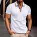 Men's Clothing Collar Striped Casual Polo Shirt Lapel Button Business Versatile T Shirt Top_viptrois.com