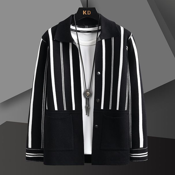 Men's Knit Cardigan – Spring & Autumn Lightweight Sweater (Khaki/White, M-5XL)_viptrois.com