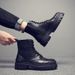 Leather Martin Boots Men's High-top Wind Mid-help Tooling Locomotive Soft Leather Velvet Men's Shoes_viptrois.com
