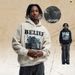 American High Street Style Distressed Oil Painting Print Fleece-lined Autumn And Winter Hooded Sweatshirt, Trendy_viptrois.com