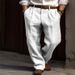 New Men's Linen Trousers With Double Pleats, Front Pockets, Straight Cut, Solid Color, Comfortable, Breathable, Casual,_viptrois.com