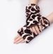 Unisex Thickened flannel half-finger gloves leopard print solid black gloves for men and women_viptrois.com