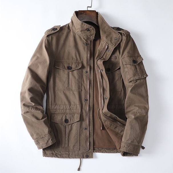 European American Retro Spring And Autumn Heavyweight All-Cotton Casual Men's Youth Jacket Loose Zipper In Stock_viptrois.com