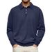 Men's Slim Fit V-Neck Long Sleeve Polo Shirt – Stretch Cotton Blend, Breathable & Comfortable, Versatile Casual & Business Casual Top_viptrois.com