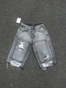 Men's Clothing Hole Loose Embroidery Washed Drape Casual Seven Point Denim Shorts_viptrois.com