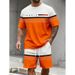 Men's Summer Letter Print Sportswear Set Casual Short Sleeve T-Shirt And Shorts Two-Piece Outfit Breathable Polyester Fabric_viptrois.com