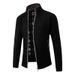 Men's Fleece-Lined Knit Cardigan With Stand Collar - Warm Winter Pullover For Business Casual & Autumn Outfits (Multiple Colors & Sizes)_viptrois.com
