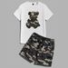 Men's Clothing Summer New Camouflage Bear Print Casual Comfortable Short Sleeve Shorts Suit Cross Border Men's Two Piece Suit_viptrois.com