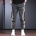 Men's Trendy Striped Floral Patchwork Jogger Pants Loose Stretch Casual Autumn Workwear_viptrois.com