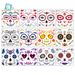 Halloween Face Tattoo Flowers Day of the Dead tattoo stickers Party makeup face stickers_viptrois.com