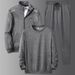 "Men's 3-Piece Casual Sportswear Set - Long Sleeve Tee, Sweatshirt & Joggers (Black, Blue, Gray) - Relaxed Fit For Streetwear & Lounge"_viptrois.com