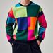 Creative Irregular Square Colorful 3D Digital Print Men's Spring And Autumn Versatile Long Sleeve Loose Crew Neck_viptrois.com