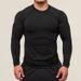 Men's Quick-Dry Compression Long Sleeve T-Shirt – Breathable Gym Workout Top With Print Design (Black/Color Block, S-XXL)_viptrois.com