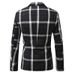 Men's Casual Blazer Single Button Loose Fit Plaid Print Business Casual Jacket For Youth_viptrois.com
