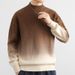 Men's Ombre Knit Sweater - Semi-Turtle Neck, Loose Fit, Stretch Polyester Blend (Army Green/Blue Gray/Beige/Dark Green/China Red)_viptrois.com