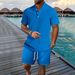 Men's Clothing Shirt Casual Loose Short Sleeved Shorts Beach Suit_viptrois.com
