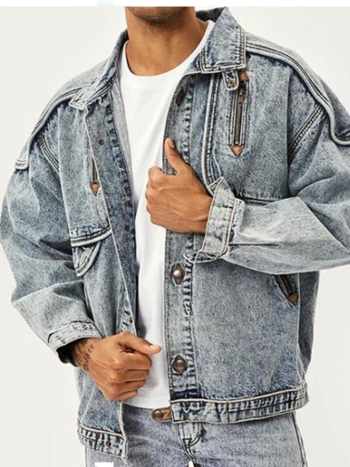 Men's Clothing American Retro Loose Jacket Long Sleeve Casual Trend New Men's Denim Tops Coat_viptrois.com