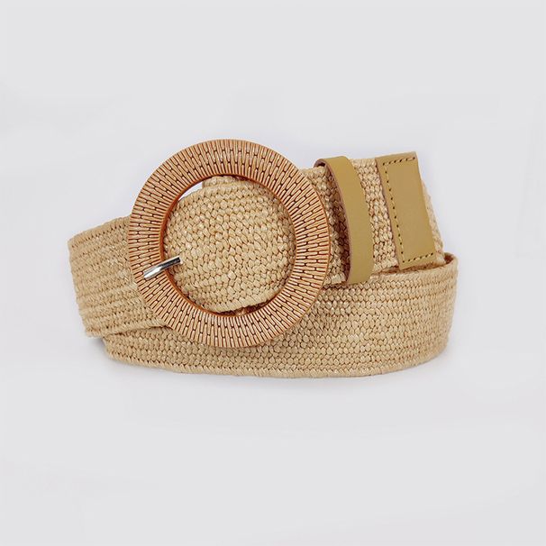 Bohemian Round Buckle PP Straw Women, Versatile Accessory For Dresses And Shirts, Handmade Braided Belt_viptrois.com
