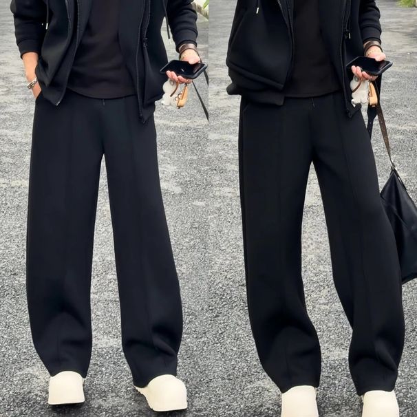 New Heavyweight American Casual Sports Autumn Winter Men's Simple Hooded Jacket Straight-Leg Sweatpants Two-Piece Set_viptrois.com