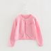 Mother & Kids Girls' Cotton Knit Cardigan With Bow Detail - Lightweight Summer Cover-Up For Toddlers & Kids (Sizes 66-130cm) - White/Gray/Pink_viptrois.com