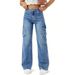 Men's Clothing Niche Flap Over Large Pocket Straight Leg Jeans For Women, Loose Casual Workwear Style, Straight Leg, Versatile Long Pants_viptrois.com